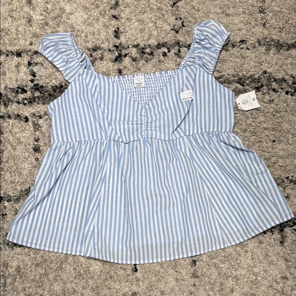 XXL (20) Time and Tru Light Blue and White Babydoll  With Cap Sleeves Blouse - Picture 3 of 11